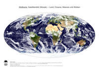 #4 Landkarte Welt: Land, Ozeane, Meereis und Wolken