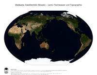 #20 Landkarte Welt: Land, Flachwasser und Topographie