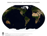 #21 Landkarte Welt: Land, Flachwasser und Topographie