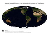 #30 Landkarte Welt: Land, Flachwasser und Topographie (mit Staatsgrenzen)