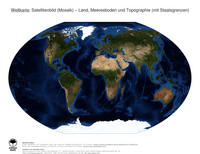 #13 Landkarte Welt: Land, Meeresboden und Topographie (mit Staatsgrenzen)