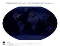 #37 Landkarte Welt: Licht der Städte bei Nacht (mit Staatsgrenzen)