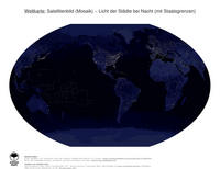 #39 Landkarte Welt: Licht der Städte bei Nacht (mit Staatsgrenzen)