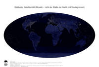 #40 Landkarte Welt: Licht der Städte bei Nacht (mit Staatsgrenzen)