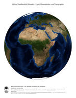 #3 Landkarte Afrika: Land, Meeresboden und Topographie (mit Staatsgrenzen)