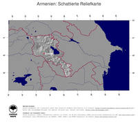 #4 Landkarte Armenien: schattiertes Relief, Staatsgrenzen und Hauptstadt