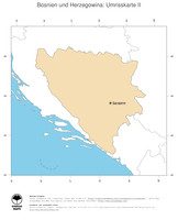 #2 Landkarte Bosnien und Herzegowina: Politische Staatsgrenzen und Hauptstadt (Umrisskarte)