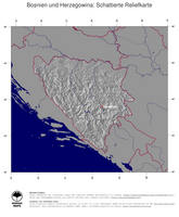 #4 Landkarte Bosnien und Herzegowina: schattiertes Relief, Staatsgrenzen und Hauptstadt