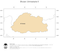 #2 Landkarte Bhutan: Politische Staatsgrenzen und Hauptstadt (Umrisskarte)