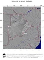 #4 Landkarte Botswana: schattiertes Relief, Staatsgrenzen und Hauptstadt