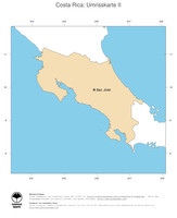 #2 Landkarte Costa Rica: Politische Staatsgrenzen und Hauptstadt (Umrisskarte)