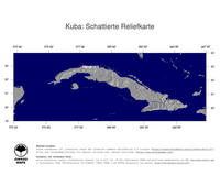 #4 Landkarte Kuba: schattiertes Relief, Staatsgrenzen und Hauptstadt