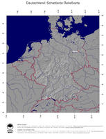 #4 Landkarte Deutschland: schattiertes Relief, Staatsgrenzen und Hauptstadt