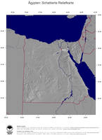 #4 Landkarte AEgypten: schattiertes Relief, Staatsgrenzen und Hauptstadt