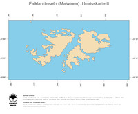 #2 Landkarte Falklandinseln: Politische Staatsgrenzen und Hauptstadt (Umrisskarte)
