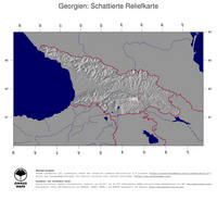 #4 Landkarte Georgien: schattiertes Relief, Staatsgrenzen und Hauptstadt