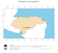 #2 Landkarte Honduras: Politische Staatsgrenzen und Hauptstadt (Umrisskarte)
