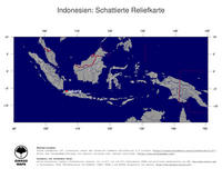 #4 Landkarte Indonesien: schattiertes Relief, Staatsgrenzen und Hauptstadt