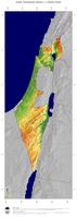 #5 Landkarte Israel: farbkodierte Topographie, schattiertes Relief, Staatsgrenzen und Hauptstadt