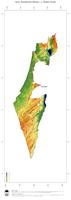 #3 Landkarte Israel: farbkodierte Topographie, schattiertes Relief, Staatsgrenzen und Hauptstadt