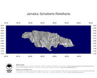 #4 Landkarte Jamaika: schattiertes Relief, Staatsgrenzen und Hauptstadt