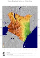#5 Landkarte Kenia: farbkodierte Topographie, schattiertes Relief, Staatsgrenzen und Hauptstadt