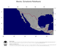 #4 Landkarte Mexiko: schattiertes Relief, Staatsgrenzen und Hauptstadt