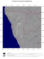 #4 Landkarte Namibia: schattiertes Relief, Staatsgrenzen und Hauptstadt