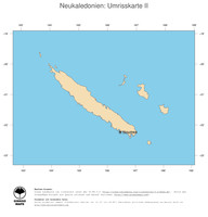 #2 Landkarte Neukaledonien: Politische Staatsgrenzen und Hauptstadt (Umrisskarte)