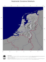 #4 Landkarte Niederlande: schattiertes Relief, Staatsgrenzen und Hauptstadt