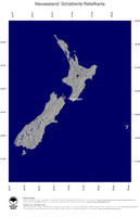 #4 Landkarte Neuseeland: schattiertes Relief, Staatsgrenzen und Hauptstadt