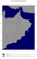 #4 Landkarte Oman: schattiertes Relief, Staatsgrenzen und Hauptstadt