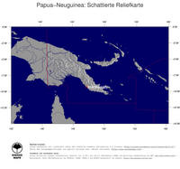 #4 Landkarte Papua-Neuguinea: schattiertes Relief, Staatsgrenzen und Hauptstadt
