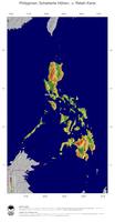 #5 Landkarte Philippinen: farbkodierte Topographie, schattiertes Relief, Staatsgrenzen und Hauptstadt