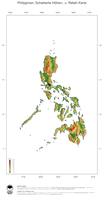 #3 Landkarte Philippinen: farbkodierte Topographie, schattiertes Relief, Staatsgrenzen und Hauptstadt