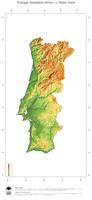 #3 Landkarte Portugal: farbkodierte Topographie, schattiertes Relief, Staatsgrenzen und Hauptstadt