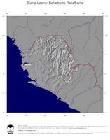 #4 Landkarte Sierra Leone: schattiertes Relief, Staatsgrenzen und Hauptstadt