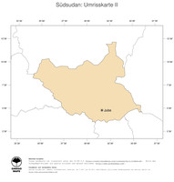 #2 Landkarte Suedsudan: Politische Staatsgrenzen und Hauptstadt (Umrisskarte)