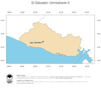 #2 Landkarte El Salvador: Politische Staatsgrenzen und Hauptstadt (Umrisskarte)