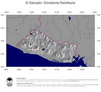 #4 Landkarte El Salvador: schattiertes Relief, Staatsgrenzen und Hauptstadt
