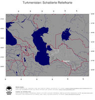 #4 Landkarte Turkmenistan: schattiertes Relief, Staatsgrenzen und Hauptstadt