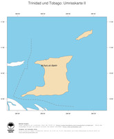 #2 Landkarte Trinidad und Tobago: Politische Staatsgrenzen und Hauptstadt (Umrisskarte)