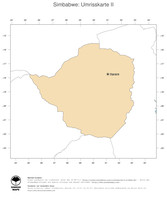 #2 Landkarte Simbabwe: Politische Staatsgrenzen und Hauptstadt (Umrisskarte)