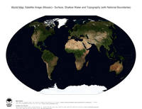 #25 Map World: Surface, Shallow Water and Topography (with National Boundaries)