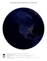 #7 Map North America: City Night Lights (with National Boundaries)