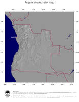 #4 Map Angola: shaded relief, country borders and capital