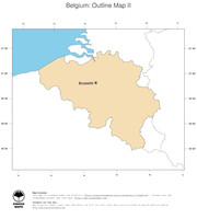 #2 Map Belgium: political country borders and capital (outline map)