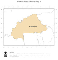 #2 Map Burkina Faso: political country borders and capital (outline map)