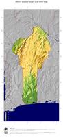 #5 Map Benin: color-coded topography, shaded relief, country borders and capital