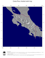 #4 Map Costa Rica: shaded relief, country borders and capital